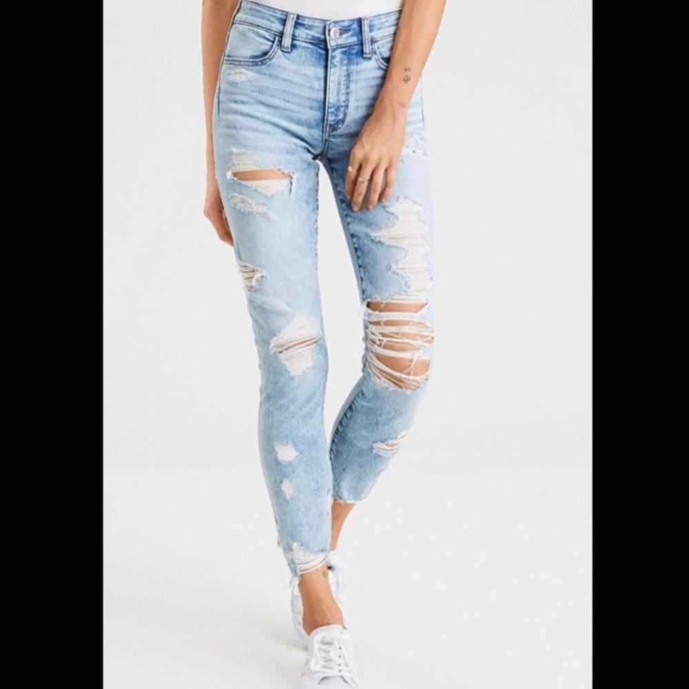 american eagle light washed super highwaisted jean